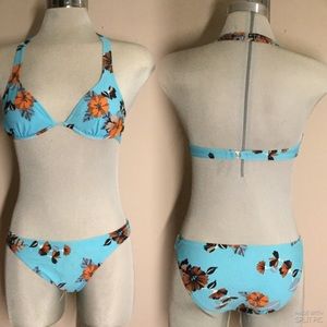 Bikini Blue floral two piece swimsuit size S/p